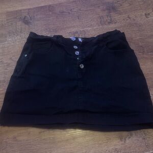 Black mini skirt 13 button fly